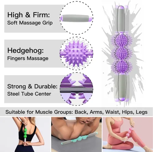 Miniatura 2 de Rodillo muscular Fascia, masajeador de celulitis para dolores musculares, cuello, pierna, espalda, punto de activación de presión, herramientas