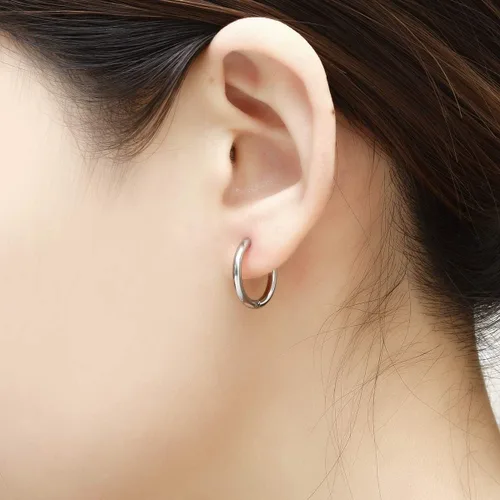 Miniatura 4 de Aretes de aro de acero inoxidable quirúrgico de 0.315in0.394in0.472in para mujeres y hombres, Acero inoxidable
