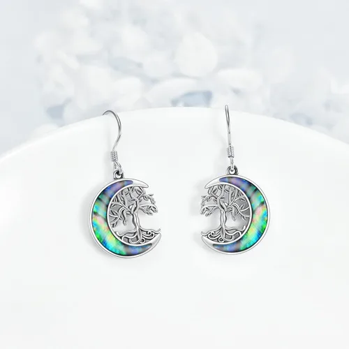 Miniatura 2 de ONEFINITY Aretes colgantes de plata de ley con el árbol de la vida para mujeres y niñas, regalos de Navidad