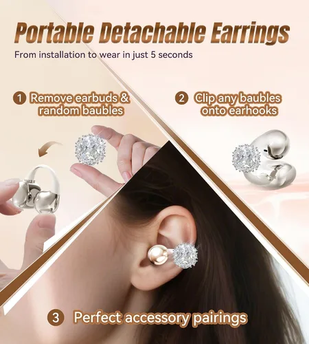 Miniatura 8 de King Lucky i121 Auriculares Inalámbricos Bluetooth de Oreja Abierta con Clip, con Micrófono, Cancelación de Ruido, Resistente al Agua IPX4