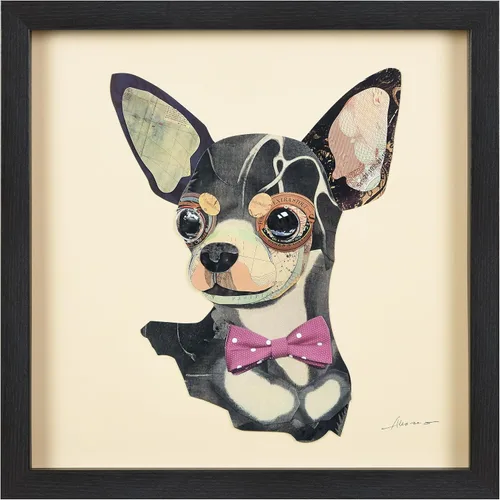 Miniatura 32 de Empire Art Direct Alex Zeng - Papel gráfico enmarcado con collage dimensional de bulldog francés bajo vidrio, listo para colgar, 17 x 17 pulgadas