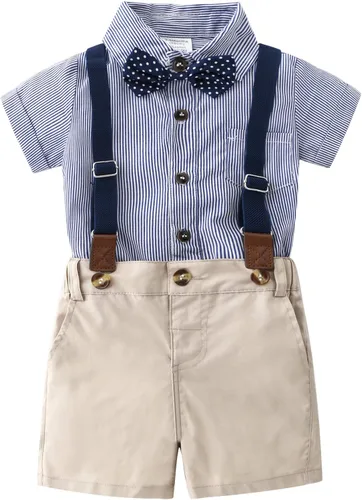 Miniatura 2 de Conjunto de pantalones cortos azules para bebé, trajes formales para bebés