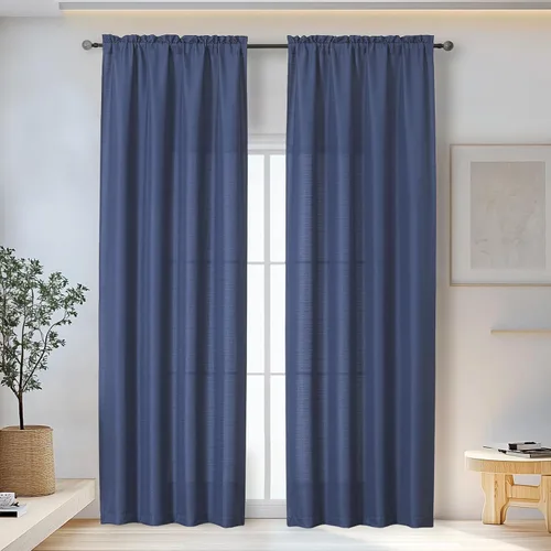 Miniatura 10 de OWENIE Bob Juego de 2 Paneles de Cortinas Negras de Cocina para Ventanas de 36 Pulgadas de Largo, Cortinas Cortas de Café con Textura de Lino
