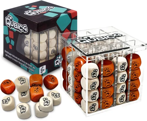 Qubic4, un juego único de 4 en fila, juego de mesa de estrategia 3D para el pensamiento crítico. El juego de cuadrícula clásico en un elegante cubo