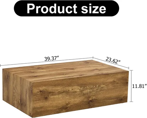 Miniatura 2 de Mesa de café rústica marrón para sala de estar, mesas centrales rectangulares modernas, elegante mesa de cóctel de madera para oficina en casa
