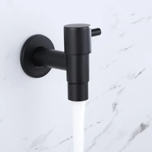 Grifo de fregadero de baño de acero inoxidable para montaje en pared, grifos de agua fría, apertura y cierre rápido, fregona estanque de jardín al