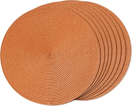 Miniatura 51 de FunWheat Juego de 6 manteles individuales redondos trenzados para mesas de comedor, tejidos, lavables, antideslizantes, de 15 pulgadas