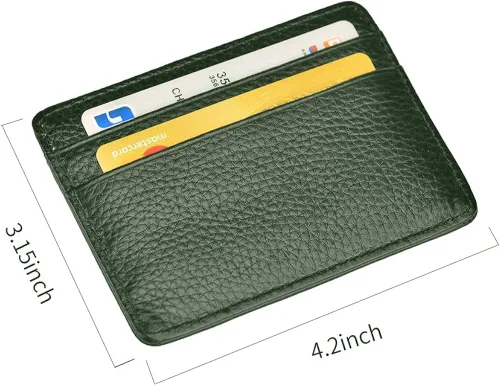 Miniatura 4 de Tarjetero de crédito, cartera delgada de cuero minimalista con ventana de identificación