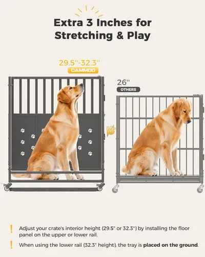 Miniatura 10 de Cammoo Jaula resistente de 48 pulgadas para perros grandes, paneles mejorados a prueba de masticación, panel de suelo ampliado con comodidad