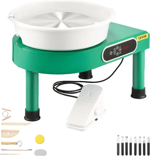 Miniatura 13 de VEVOR Rueda de Alfarería de 11 pulgadas para Adultos Principiantes, Máquina Formadora de Rueda Cerámica de 450W con Pantalla Táctil LCD, Mango