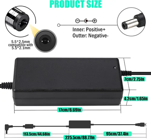 Miniatura 2 de Adaptador de fuente de alimentación de 24 V, 10 A, 240 W, 100-240 V CA a CC 24 voltios y 10 amperios con conector de salida de CC de 0.217 in x