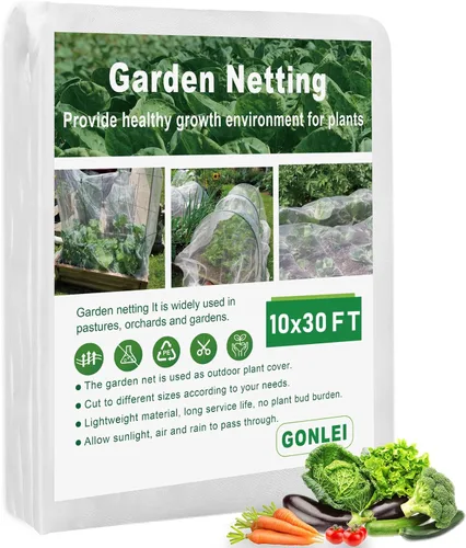 GonLei Red de jardín de 10 x 30 pies, malla de jardín ultrafina, protección para plantas, cubierta de hileras de vegetales, arbustos de red de Red