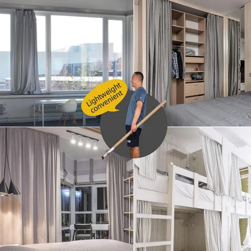 Miniatura 7 de ZSTARR Riel de cortina retráctil de techo, riel de cortina sin mediciones de 33.5 a 59 pulgadas, para divisor de habitación, cortina de ducha