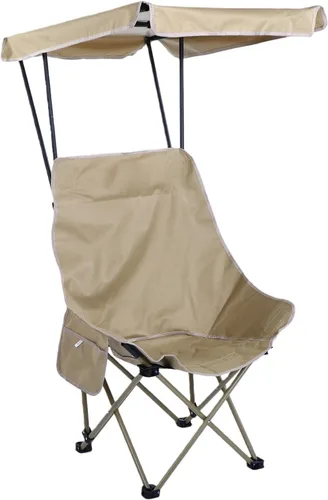 Portable Camping Chair with Canopy, Beach Chair with Shade, Robust High Carbon Steel Oxford Canopy, Side Pocket Design for Fishing Camp All Outdoor