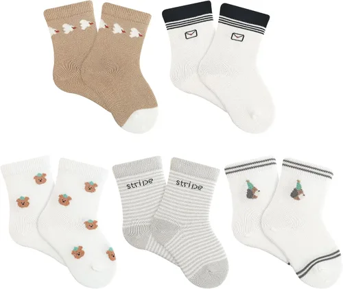 Miniatura 9 de Calcetines suaves y cómodos a media pantorrilla para bebés y niños pequeños, paquete de 5, unisex, perfectos para edades de 0 a 5 años