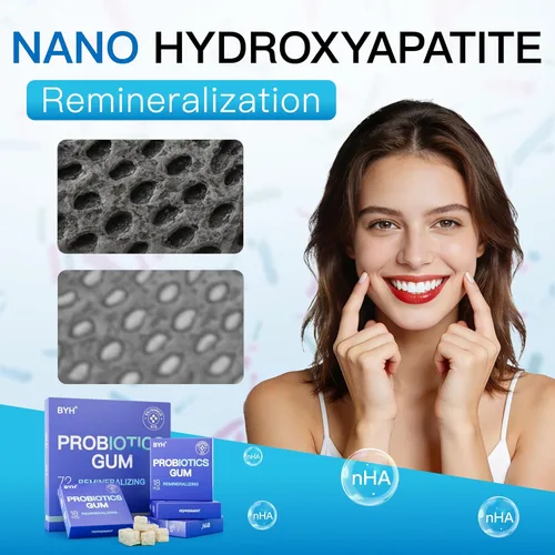 Miniatura 5 de Goma de mascar remineralizante con probióticos nano hidroxiapatita – Chicle de xilitol menta sin azúcar – Esmalte y cuidado bucal – Soporte