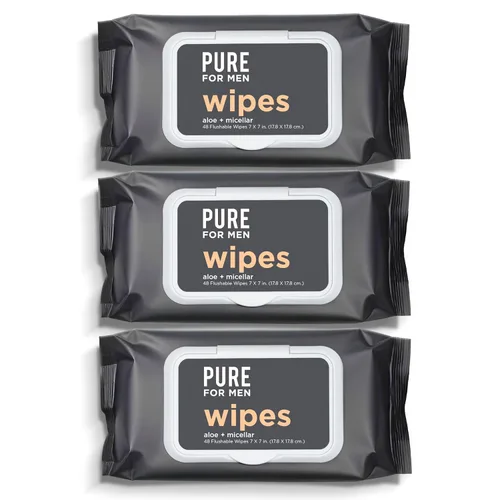 Miniatura 3 de Pure for Men Toallitas desechables Ayuda a eliminar el olor, 100% biodegradables, sin parabenos ni alcohol, vitamina E, micelar y aloe vera 48