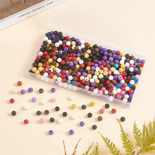 Miniatura 3 de OLYCRAFT 488 cuentas de roca volcánica de 0.236 pulgadas – 8 colores Chakra Energy Lava piedras preciosas redondas sueltas para hacer joyas