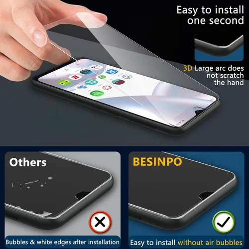 Miniatura 3 de BESINPO Paquete de 2 protectores de pantalla compatibles con Gabb Phone 3 Pro, película de vidrio templado 9H, cobertura completa, ultra HD, sin