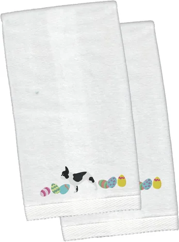 Caroline's Treasures CK1642KTEMB - Juego de 2 toallas de mano de felpa bordadas de color blanco con diseño de bulldog francés para manos, cara,