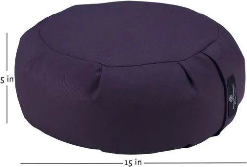 Miniatura 9 de Hugger Mugger Cojín de meditación Zafu - Soporte para sentarse con patas cruzadas, relleno de trigo sarraceno, tela duradera, mango cómodo, hecho a