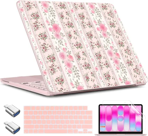 Miniatura 27 de TWOLSKOO Funda para MacBook Neo de 13 pulgadas 2026 A3404 A18 Pro Chip, carcasa rígida de plástico con adaptador tipo C, 2 fundas para cámara web