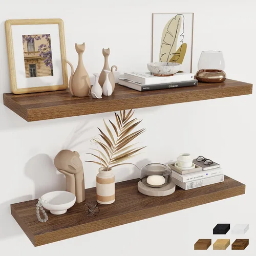 Miniatura 76 de Fun Memories Estantes flotantes de 12 pulgadas de profundidad, estantes de pared de madera de 16 x 12 pulgadas, estante de almacenamiento rústico