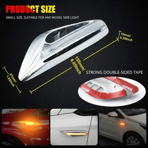 Miniatura 5 de Luces LED de posición laterales en forma de hoja, luces de conducción de doble color (blanco y amarillo/ámbar) para motocicletas, paquete de 2