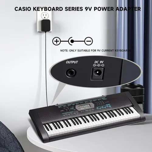 Miniatura 3 de Cargador de teclado Casio de 9V Casio compatible con teclado Casio Piano AD-5 AD-5MU WK-200 WK-210 CT-360 CTK-496 CTK-500 CTK-519 CTK-573 CTK-593