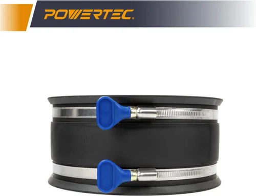 Miniatura 3 de POWERTEC 70281-P2 Manguito Flexible de Control de Polvo de 6 Pulgadas con Abrazaderas de Manguera de Llave Ajustable, Acoplador de Manguito de Goma