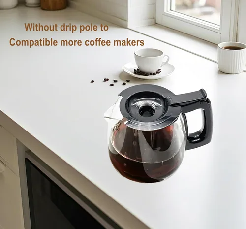 Miniatura 6 de Repuesto de cafetera de vidrio para 12 tazas, universal y ajustable, compatible con Mr Coffee, B&D, Hamilton Beach, Bella y Cuisinart, tapa y mango