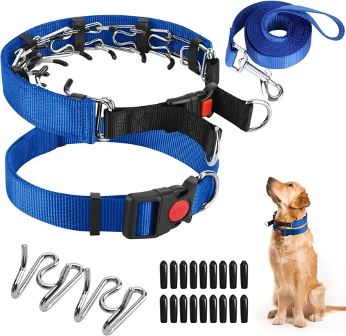 Miniatura 17 de Collar de entrenamiento de puntas con puntas cómodas y hebilla de cierre rápido – Collar de pellizco para perro con cubierta de nailon