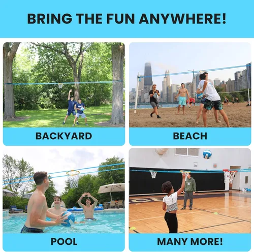 Miniatura 5 de HALO BALL Aro de baloncesto portátil con altura ajustable – Juega el juego flotante al aire libre en la playa, césped, patio trasero, piscina
