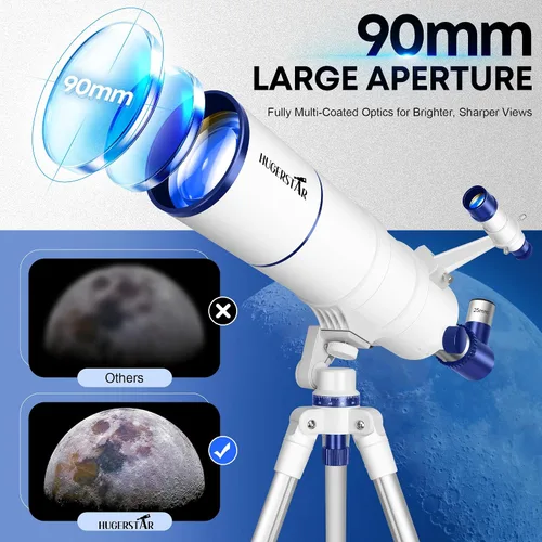 Miniatura 2 de Telescopio para adultos de alta potencia, apertura de 90 mm, telescopio refractor portátil de 550 mm para niños y principiantes de astronomía