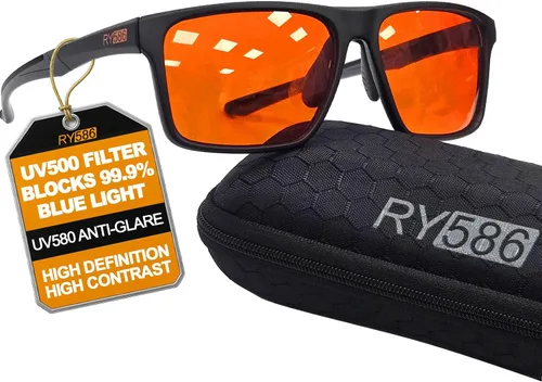 Gafas de sueño HD P1AS 99.9% con bloqueo de luz azul para juegos que reducen la fatiga ocular y el deslumbramiento, definición de alto contraste
