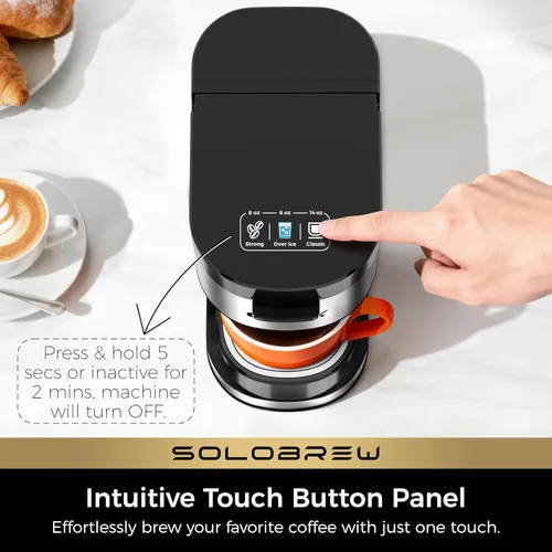 Miniatura 10 de CHULUX SoloBrew Cafetera de una sola porción, para taza K y molida, 3 tamaños de preparación con botón fuerte y función de hielo, depósito extraíble