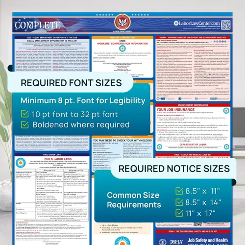 Miniatura 7 de Póster de la ley laboral Texas 2026 – Cumplimiento estatal y federal – OSHA, EEOC, FMLA, salario mínimo – Póster de empleo duradero, laminado e