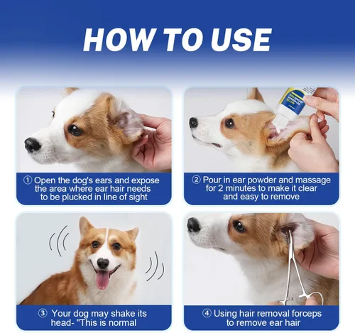 Miniatura 7 de Herramienta de depilación de orejas de perro con polvo para orejas – Pinzas de bloqueo curvadas de 5.5 pulgadas – Ayuda a eliminar el exceso de pelo