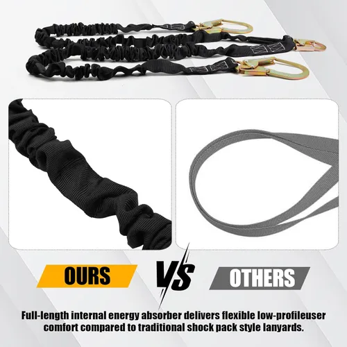 Miniatura 5 de TRSMIMA Arnés de Seguridad con Cordón Retráctil - Protección contra Caídas Correa para Escalada de Árboles 6 FT Doble Pierna con Absorción
