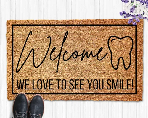 Tapete de bienvenida para oficina dental, divertido tapete de dentista, regalo de negocios, 16 x 24 pulgadas