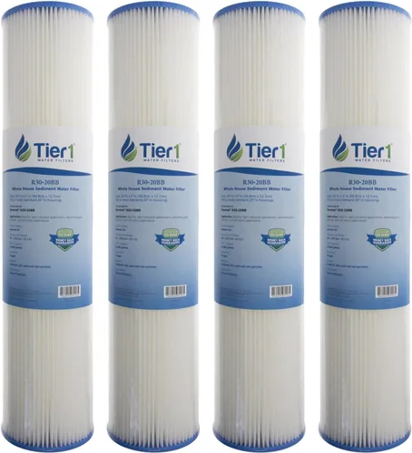 Tier1 Filtro de agua de 30 micras de 20 x 4.5 pulgadas | Filtro de agua de sedimentos para toda la casa | Cartucho de poliéster plisado | Reemplazo