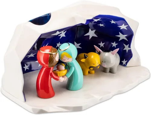 Miniatura 2 de Alessi AGJ01 W Happy Eternity Baby - Diseño de belén, porcelana decorada a mano, figuras de la Sagrada Familia y cuna