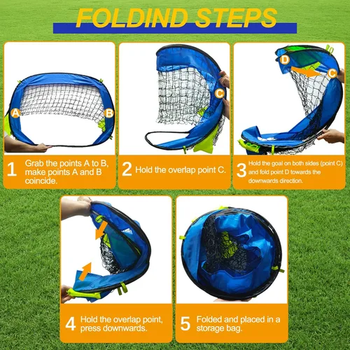 Miniatura 7 de EVERRUSH Porterías de Fútbol Desplegables con Redes para Patio Trasero Playa Entrenamiento de Fútbol Mini Portátil Plegable Ligera