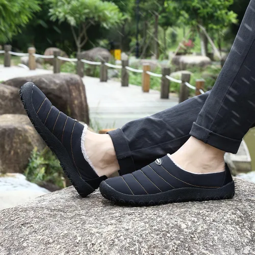 Miniatura 6 de UBFEN - Pantuflas cálidas de invierno para hombre y mujer con forro de felpa mullida, zapatos de casa con suela de caucho antideslizante