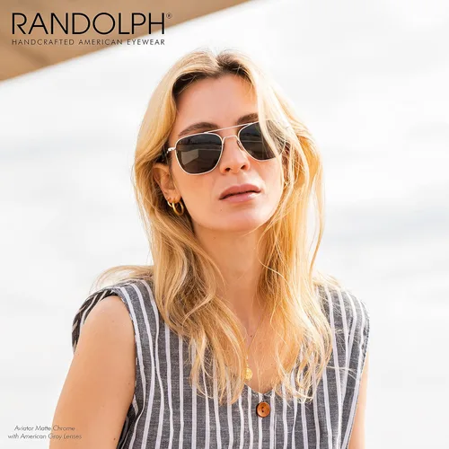 Miniatura 6 de Randolph USA - Lentes de sol de aviador para hombre o mujer, cromo mate, clásicos, polarizados y no polarizados con protección UV
