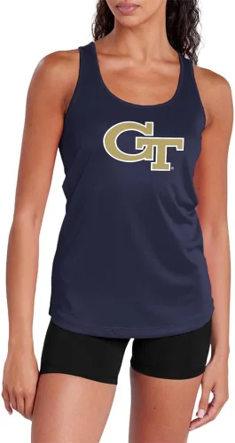 Miniatura 123 de Camiseta deportiva sin mangas oficial de NCAA Collegiate para mujer, con espalda cruzada, colección con logotipo primario
