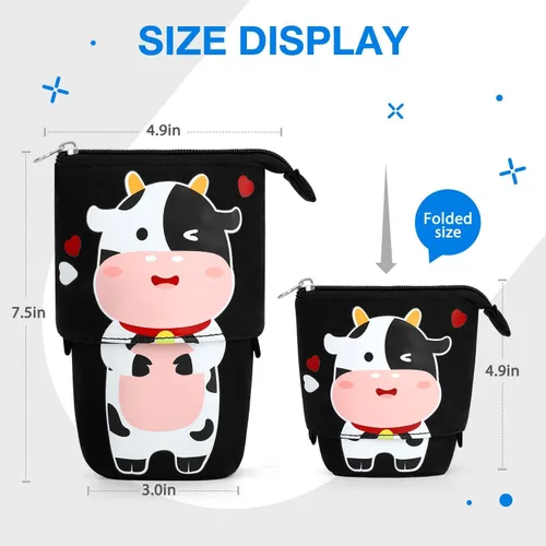 Miniatura 2 de Lindo estuche de pie de lápices para niños, estuche de lápices desplegable, bolsa de maquillaje, regalo de Navidad, estuche de lápices de lona