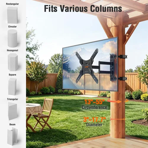 Miniatura 2 de ELIVED Soporte de TV de pilar para la mayoría de televisores de 26 a 60 pulgadas, soporte de TV de columna para gazebo patio, pérgola, soporte de TV