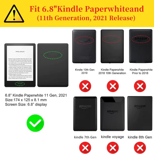 Miniatura 2 de Funda para Kindle Paperwhite de 11.ª generación de 6.8 pulgadas, funda de piel sintética duradera con funda de encendido y apagado automático