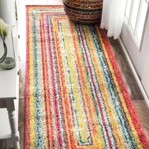 nuLOOM alfombra contemporánea, geométrica, laberinto, florida, área para correr, 2 pies 5 pulgadas x 8 pies, multicolor